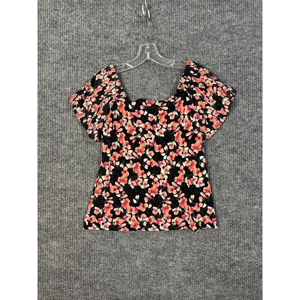 White House Black Market Shirt Womens XS Floral Short Sleeve Business Boho Top